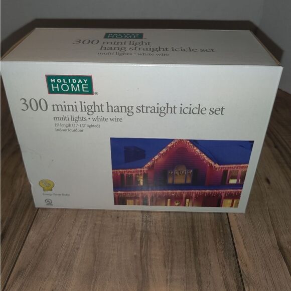 Holiday Home 300 Mini Light Hang Straight Icicle Set Multi Lights - Picture 6 of 6